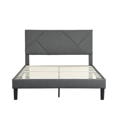 Bellemave Full Size Upholstered Platform Bed Frame with Headboard, Strong Wood Slat Support,No Box Spring Needed, Easy Assembly, Gray