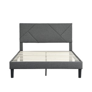 Bellemave Full Size Upholstered Platform Bed Frame with Headboard, Strong Wood Slat Support,No Box Spring Needed, Easy Assembly, Gray - 1 of 4
