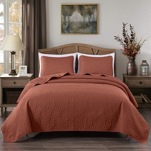 FIONECA Oversized 3 Piece Quilted Bedspread Set Includes Bedspread Matching Shams For Versatile Bedroom Styling - 1 of 4