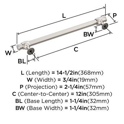 Winsome 12 inch Satin Nickel Appliance Pull with Mounting Hardware