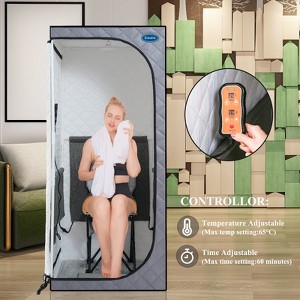 LOVMOR Portable Gothic Roof Plus Type Full Size Steam Sauna tent with Foldable Chair, Remote Control, Spa, Therapy & Relaxation at home - 1 of 4