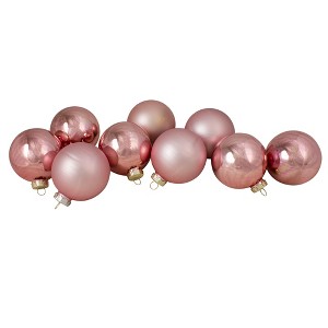 Northlight 2-Finish Glass Ball Christmas Ornaments - 2.5" (65mm) - Champagne Pink - 9ct - 1 of 4