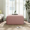Vynxaria Modern Corduroy Square Ottoman with Dense Foam Padding and Pocket Coil Springs,Pink - 2 of 4