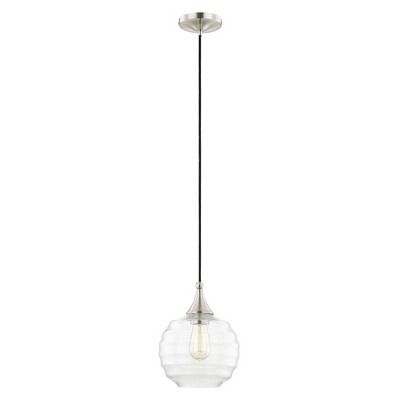 Livex Lighting Art Glass 1 - Light Pendant in  Brushed Nickel