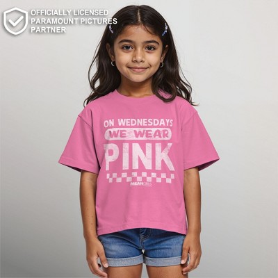 Mean Girls Girl's Mean Girls On Wednesdays We Wear Pink Checkered Graphic Graphic Cropped T-Shirt - Light Pink - Medium — фото 2