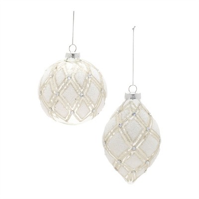 Jeweled Diamond Glass Ornament (Set of 6)
