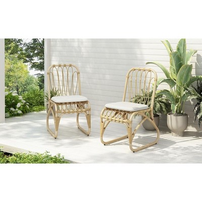 NicBex Polyeseter PE Wicker Patio Dining Chairs Set of 2,Rattan Outdoor Chairs with Washable Cushion,Kitchen Chairs for Dining Room,Patio