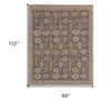 Tan and Brown Wool Oriental Hand Knotted Area Rug With Fringe - 3 of 4