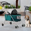 FDW 4 Wheels Pet Stroller Cat Dog Stroller Portable Folding Travel Carrier Strolling Cart Waterproof With Storage Basket Mesh Windows - 2 of 4