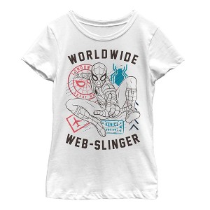 Girl's Marvel Spider-Man: Far From Home Worldwide Icons T-Shirt - 1 of 4