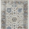 Beige And Blue Floral Washable Indoor Outdoor Area Rug - 4 of 4
