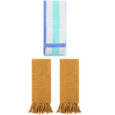 REGALWOVEN 3 Packs Cotton Absorbent Soft Decorative Bathroom Hand Towel Set