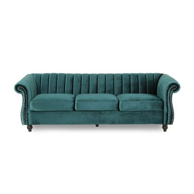 NicBex 3 Seater Sofa Couch with Nailhead Trim Modern Comfy Velvet Sofa with Deep Seat and Armrest for Living Room