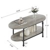 Oval Coffee Brown Table - Unique Tea Table 47.2" Cocktail Table, Low Storage Coffee Table, 2 Tier Vintage Center Table, Rustic Mid Century Living - 2 of 4