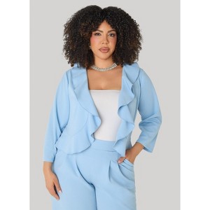 Women's Open Front Ruffled Jacket - Ashley Stewart : Target