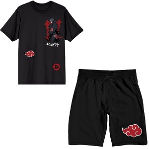 Naruto Akatsuki Clan Men's Short Sleeve Shirt & Sleep Shorts Set - 1 of 4