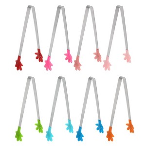 Unique Bargains Stainless Steel with Silicone Tips Food Tongs 8 Pcs - 1 of 4