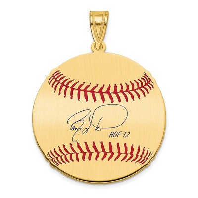 Black Bow Jewelry 14K Gold Plated Barry Larkin Signature MD Enamel Baseball Pendant