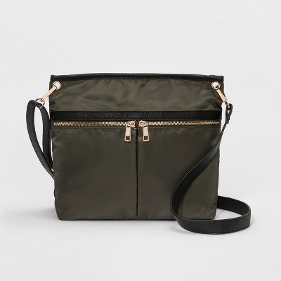 olive green nylon crossbody bag