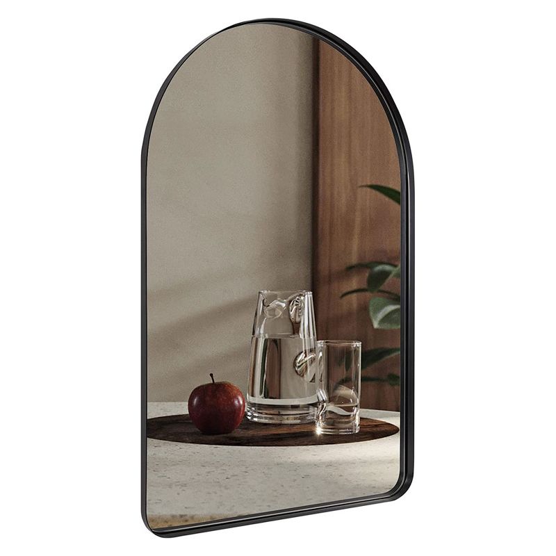 ANDY STAR T03-S10-A2235B 22 x 35 Inch Modern Wall Mounted Arched Vanity Mirror with Stainless Steel Frame and Vertical Mounting Hardware, Black, 1 of 7