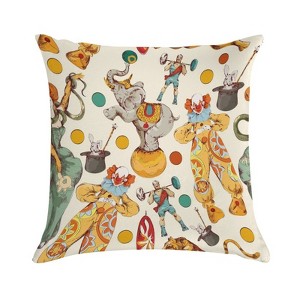 Circus Doodle Sketch Color Pattern Pillow Covers 18x18 Decorative Throw Pillows Soft Square Cushion Covers for Couch Sofa Bedroom - 1 of 1