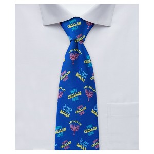 Jacob Alexander Men's Happy Hanukkah Novelty Extra Long Necktie - Royal Blue - 1 of 4