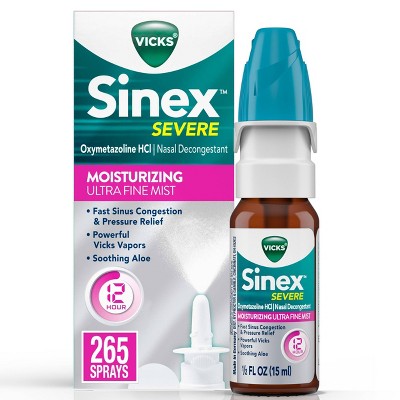 Vicks Sinex Severe 12 Hour Nasal Decongestant Moisturizing Ultra Fine Mist - 0.5 fl oz