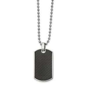 Black Bow Jewelry Stainless Steel, Carbon Fiber & Wood Reversible Dog Tag Necklace, 22in - 1 of 4