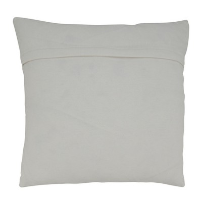 16" White Cotton Floral Embroidered Throw Pillow