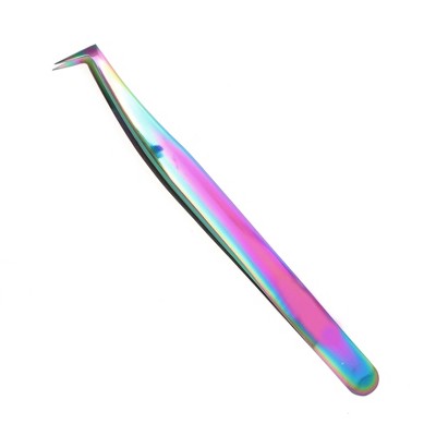 Unique Bargains Women's Seven-character Eyelash Extension Tweezers Assorted Color 1 Pc