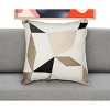 20" Taupe and Ivory Geometric Cotton Blend Throw Pillow With Embroidery - 2 of 4