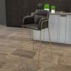 LeisureMod 40" Bar Stool Upholstered Pub Chair with Gold Stainless Steel Base with Armrest and Footrest Axis Series - 2 of 4