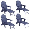 Sonkuki 4-Piece Folding Adirondack Chair with Retractable Ottoman, Fire Pit Patio Chair with Cup Holder Lawn Outdoor Lounge Chair - 2 of 4