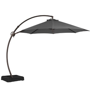 Hyleory 10/11/12 ft. Outdoor Curvy Cantilever Umbrella with Sand Bag Umbrella Base - 1 of 4