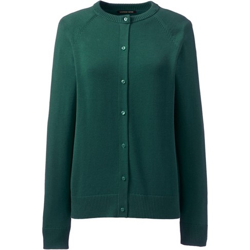 Lands' End School Uniform Women's Cotton Modal Cardigan Sweater - XX Small  - Evergreen