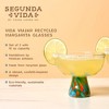 Segunda Vida Viajar Hand-Blown Margarita Glasses, Recycled Cocktail Glass, Artisan Made with Vibrant Confetti Design, Wide Stem, 10 oz, Set of 2 - 2 of 4