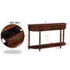 Lyngins Retro Curved Console Table – 2 Real Middle Drawers + Bottom Shelf, 52" Circular Half Moon Sofa Table with Roman Legs,Solid Wood Entryway Table - 4 of 4