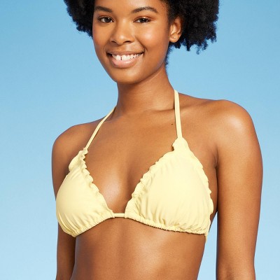 Women's Ruffle Triangle Bikini Top - Wild Fable™ Yellow S