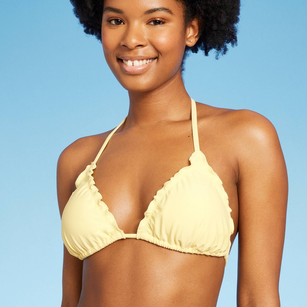 Women's Ruffle Triangle Bikini Top - Wild Fable™ Yellow XS