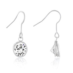 Slickblue Women’s Bezel Solitaire Stud Earrings, Rhodium Plated, 5 ct Round Cubic Zirconia, 30 mm - 1 of 3