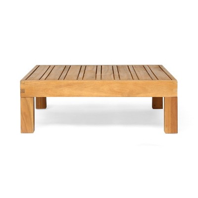 Teak and Red Acacia Wood Loveseat and Coffee Table Set