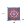 HomeRoots 92" X 84" Blue Red And Yellow Mandala Cotton Hanging Tapestry - 3 of 4