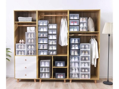 Clear Stackable Plastic Shoe Organizer Box Set