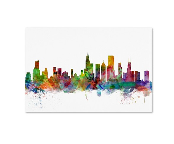 'Chicago Illinois Skyline' by Michael Tompsett Ready to Hang Canvas Wall Art (30"x47")