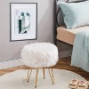 KTMBDW Faux Fur Storage Ottoman, Round Furry Vanity Stool, Footrest Stool with 4 Metal Legs for Living Room, Bedroom, Entryway - 3 of 4