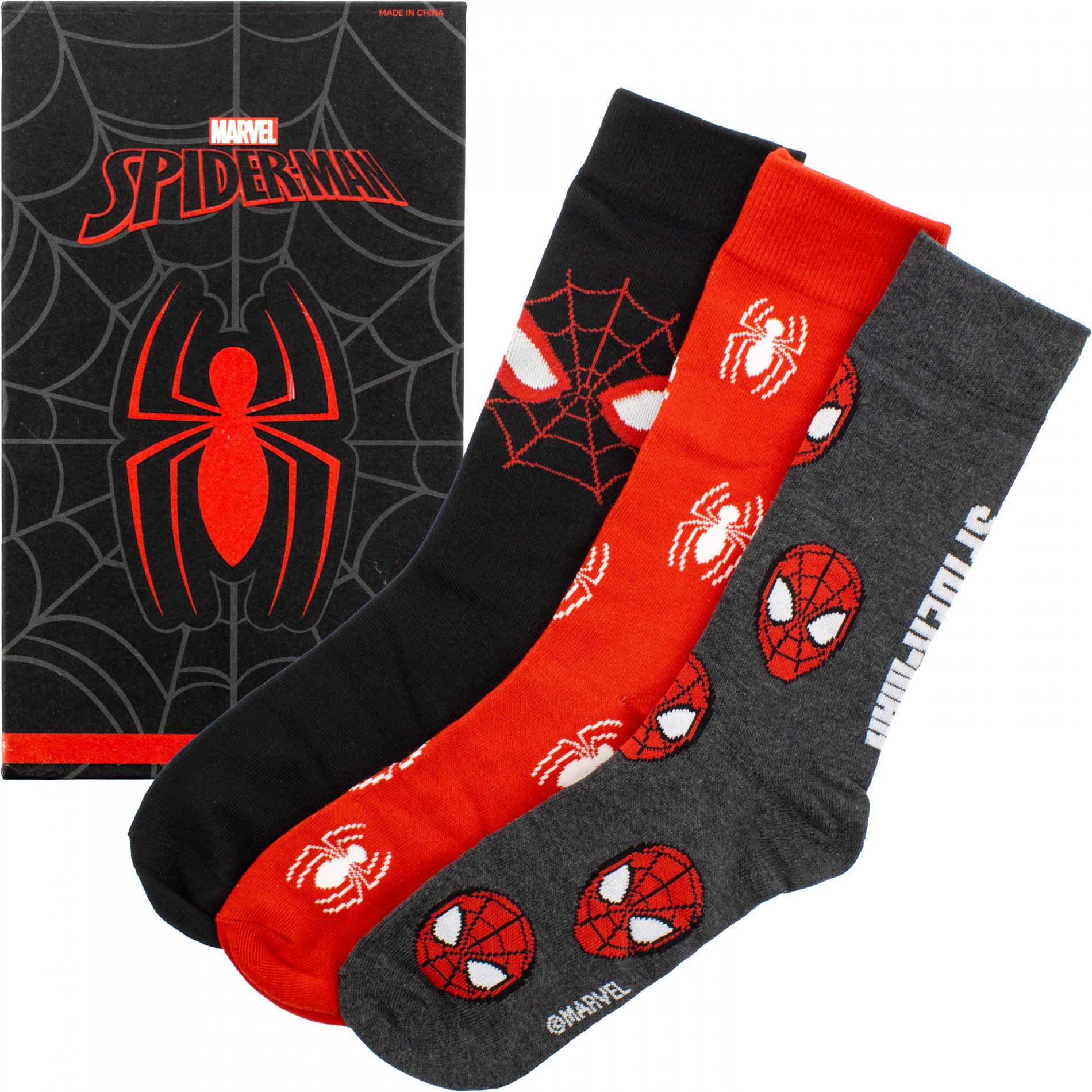 Mens Spider-Man Icons 3-Pair Crew Socks in Glow in The Dark Box
