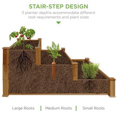Acorn Brown 3-Tier Fir Wood Raised Garden Bed Planter