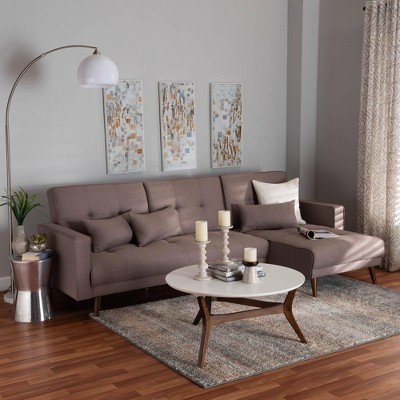 Baxton Studio Claire Fabric Upholstered Convertible Sleeper Sofa