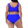 Agnes Orinda Women's Plus Size Ruffle Tie High Waisted Tummy Tummy Control Two Piece Swimwear - 4 of 4