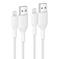2-Pack 1M Belkin BOOST CHARGE Braided PCR USB-A to Lightning Cable